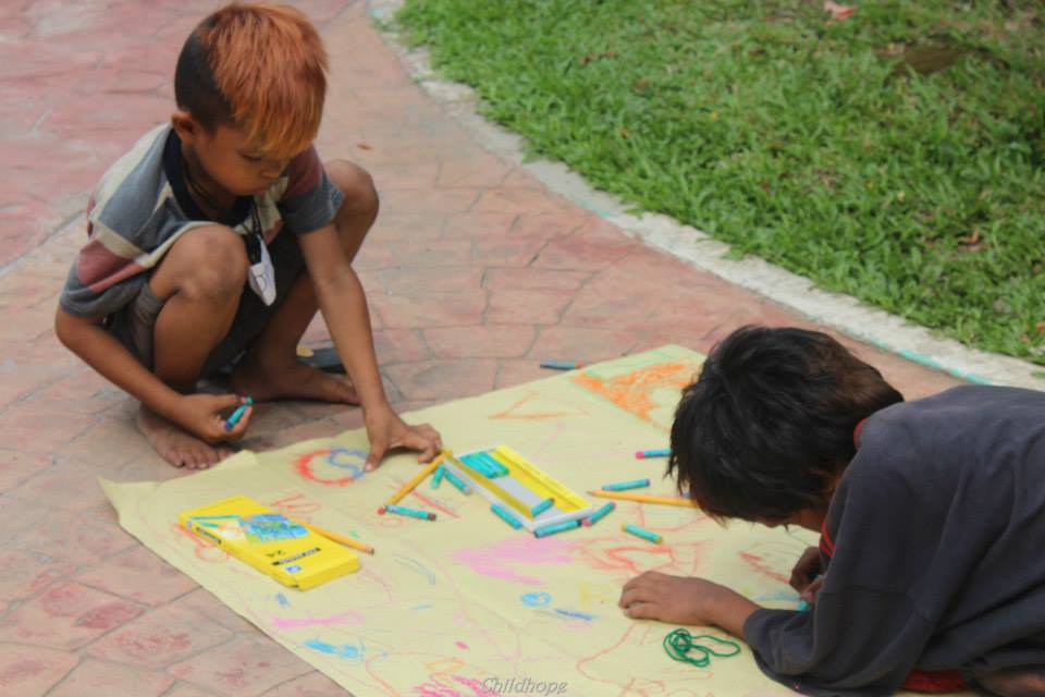 street children coloring and drawing