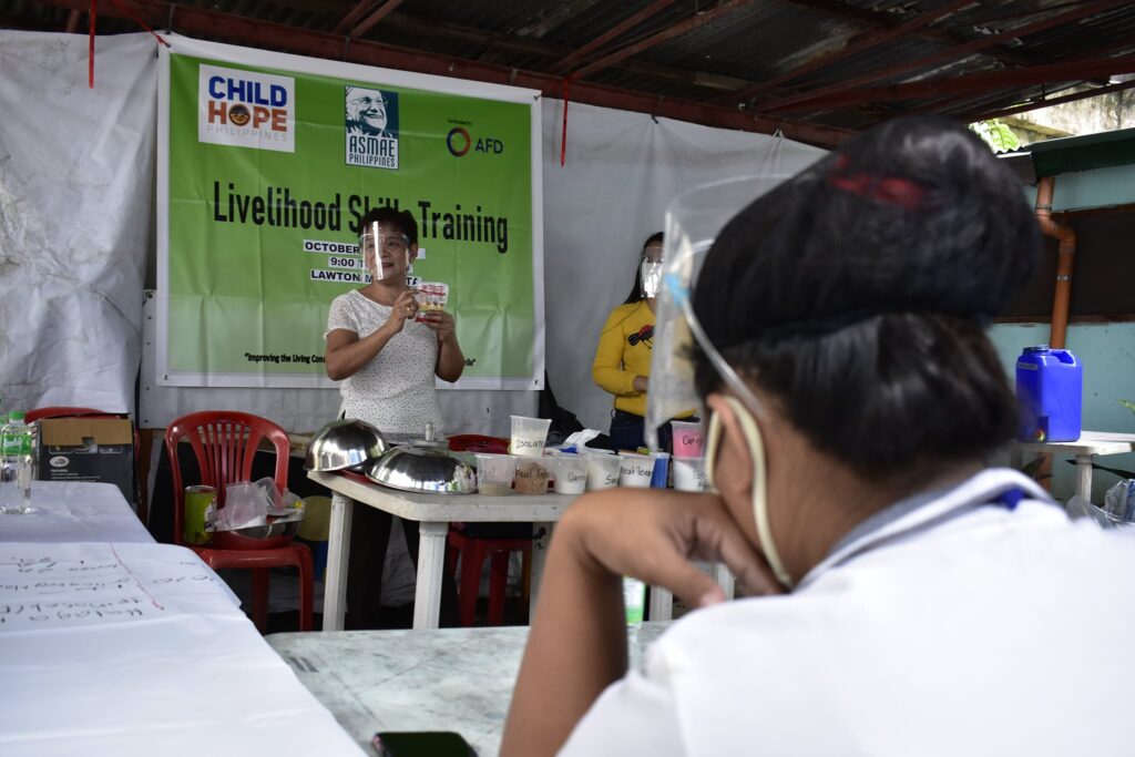 Childhope Philippines' community outreach program, livelihood skills training