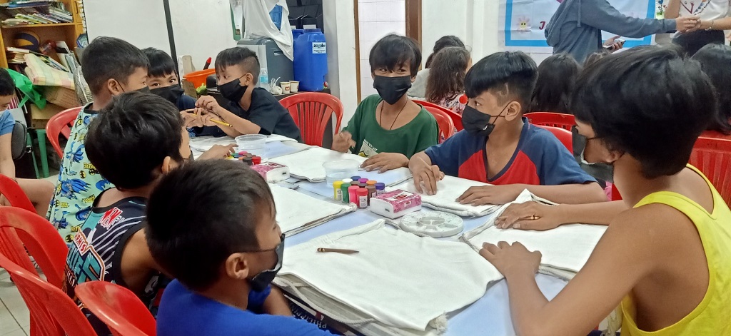 street children participating in learning activities