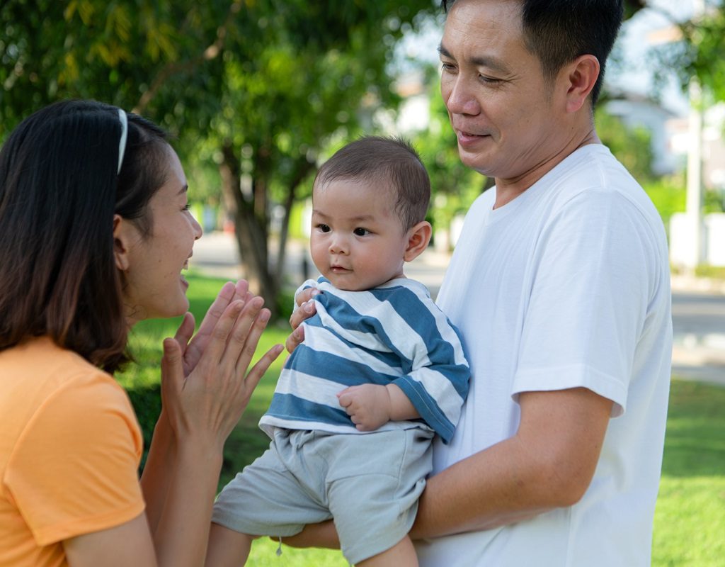 couple practicing positive child-rearing