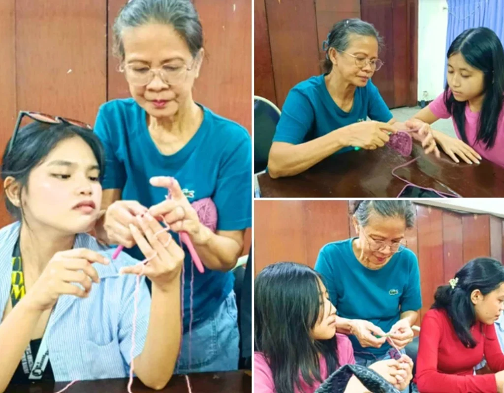 interns crafting crochet