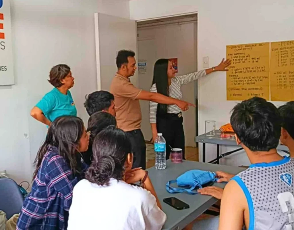trainers facilitating the scent workshop